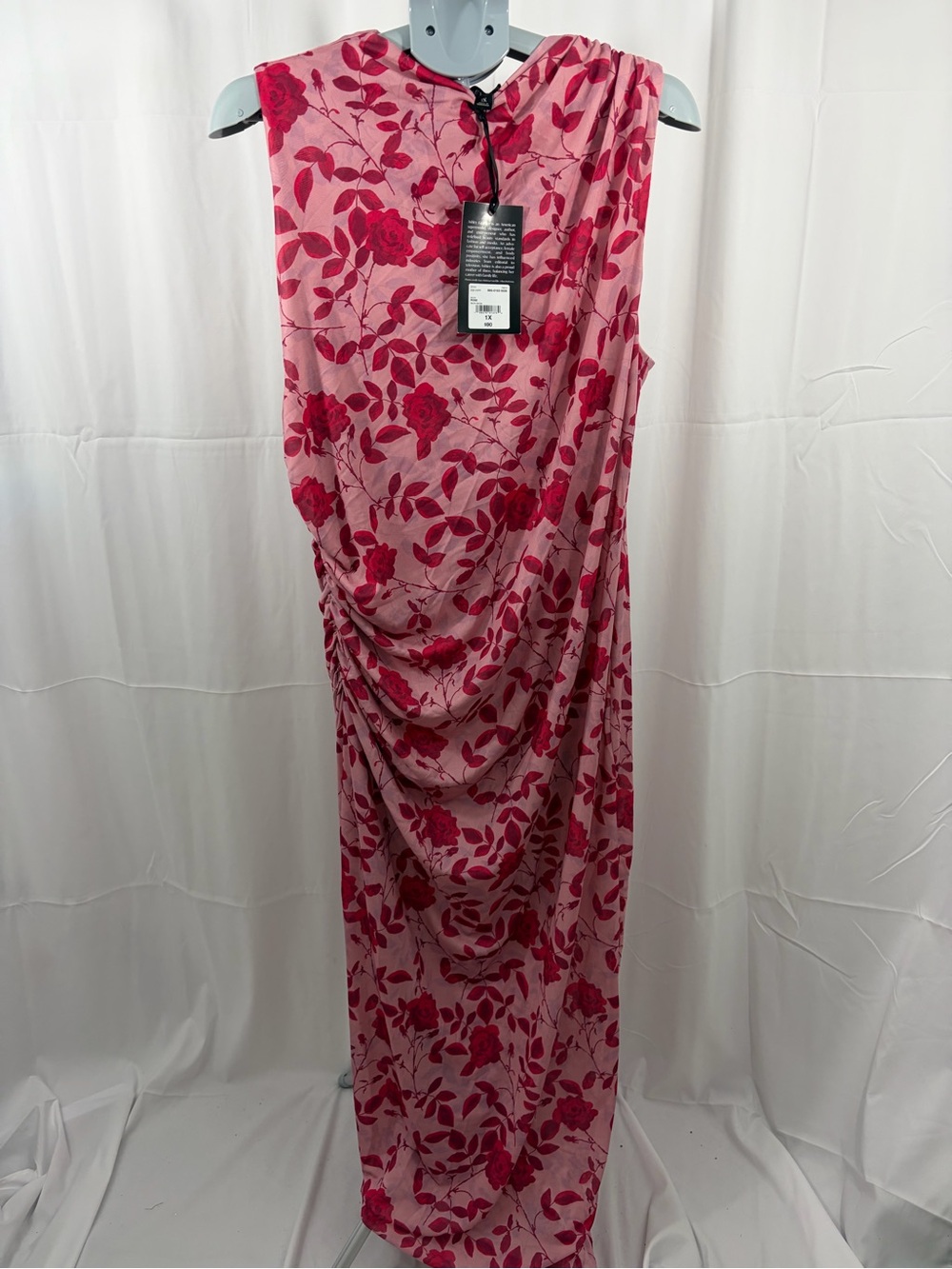 NWT Ashley Graham Women’s Size 1X Sleeveless Pink Floral Dress